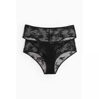Комплект из 2 предметов с кружевными хипстерскими трусиками HM, черный