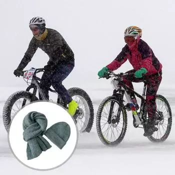 Комплект из 2 предметов: шапка, шарф, термоподкладка, двухслойный дизайн, вязаный длинный шарф, шапка темно-красного