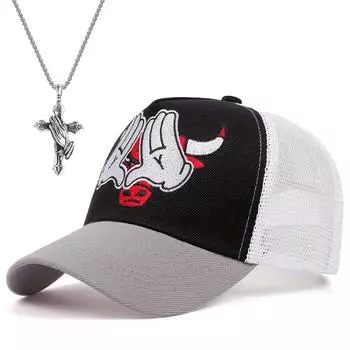 Комплект из 2 предметов: шляпа Hundred Sun, крест, ожерелье, вышитая бейсболка для корриды, кепка с утиным языком, спортивная на открытом воздухе, модная шляпа для отдыха, пара чёрный