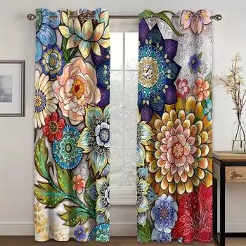 Комплект из 2 предметов, современные абстрактные золотые шторы с бабочками и листьями, универсальные шторы из полиэстера для гостиной, спальни, декора кухни 50W160H(CM)x2Panel&Hook