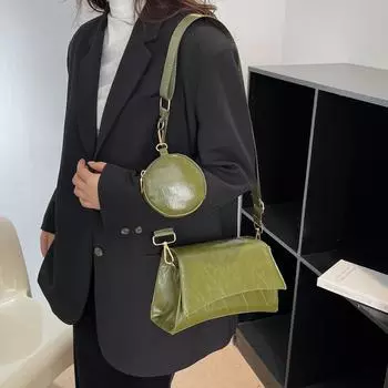 Комплект из 2 предметов, сумка через плечо для женщин, сумка из искусственной кожи с песочными часами, брендовая дизайнерская сумка через плечо, женская сумка-мессенджер, маленькая сумка China коричневый