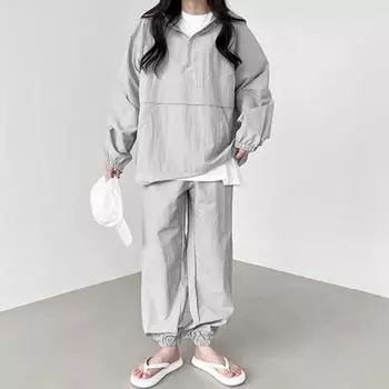 Комплект из 2 предметов: толстовка, брюки, свободный однотонный костюм с застежкой-молнией, большим карманом, эластичным подолом и манжетами, свободный спортивный костюм, эластичная талия, брюки до щиколотки M чёрный