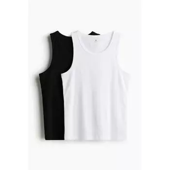 Комплект из 2 предметов: топ без рукавов, облегающий ребристый крой HM, черный, белый L