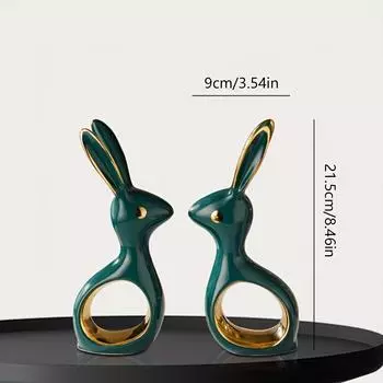 Комплект из 2 предметов, украшение в виде кролика в скандинавском стиле, позолоченная керамика, современный светлый предмет интерьера класса люкс, шкаф для вина и телевизора, гостиная
