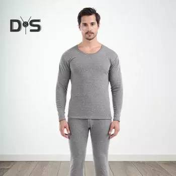 Комплект из 2 предметов: зимний мужской термобелье с круглым вырезом и длинным рукавом, теплый, плотный, высокоэластичный, облегающий, с открытой промежностью, мужской пижамный комплект со спортивными штанами XL чёрный
