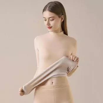 Комплект из 2 предметов, зимний женский термобелье, бесшовный, с полувысоким воротником и длинным рукавом, теплый, облегающий, эластичный, для холодной погоды, домашняя одежда M