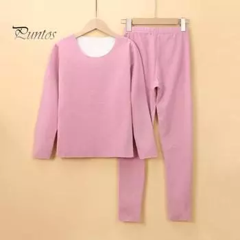 Комплект из 2 предметов, зимний женский термобелье, бесшовный, с круглым вырезом, с длинным рукавом, теплый, облегающий, высокоэластичный, для холодной погоды, пижамный комплект, домашняя одежда, одежда для сна XL фиолетовый