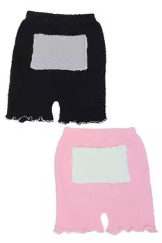 Комплект из 2 пушистых штанов с передними и задними утепленными карманами Теплый бандаж на живот Пушистый зефир Защита от холода Защита от холода [Rurumi]