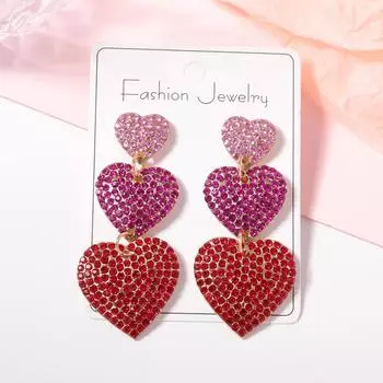 Комплект из 2 серег на День святого Валентина, романтические парные украшения в форме сердца | Подарочные серьги-подвески с надписью «Любовь» для нее/него красный