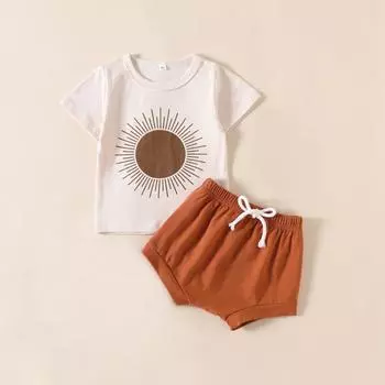 Комплект из 2 шорт для маленьких мальчиков, комплект из 2 шорт с милым солнечным принтом для маленьких мальчиков 90