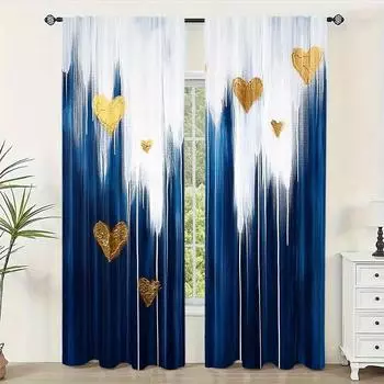 Комплект из 2 шт., абстрактные современные шторы с карманами на штанге для удобного подвешивания, идеально подходят для спальни, гостиной и домашнего декора (W50cmxH130cm)x2&Rod Pocket