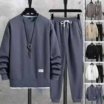 Комплект из 2 шт./компл., комплект из толстовки и брюк, осень-зима, однотонный круглый вырез, свободный эластичный пояс с завязками на щиколотке, карманы, мягкий повседневный спортивный топ 2XL абрикосовый