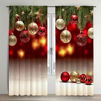 Комплект из 2 шт., рождественские сосновые ветки, декоративные напечатанные шторы для спальни, гостиной, идеальный праздничный домашний декор, подарок на Рождество 100W130H(CM)40x51in&rod pocket