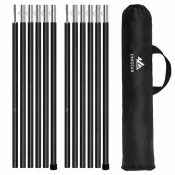 Комплект из 2 стоек для палатки Unigear Tent Tarp 7075, алюминий, регулируемая общая длина 240 см, сумка для хранения в комплекте, для кемпинга на открытом воздухе (черный)