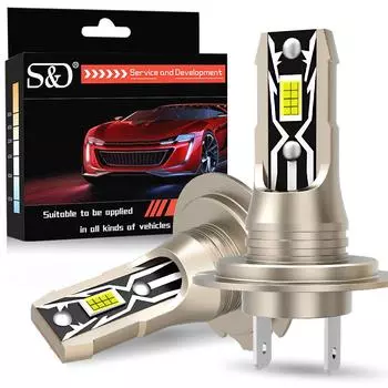 Комплект из 2 светодиодных ламп H7 для автомобильных противотуманных фар, 30000 лм, беспроводные автомобильные безвентиляторные фары дальнего/ближнего света 1: 1 мини-диодная автоматическая лампа 6000K 12V Plug and Play