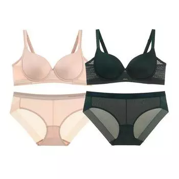 Комплект из 2 трусиков-бюстгальтеров Wonder Bra с полным покрытием (Светлая кожа + Насыщенный лесной зеленый) WBW3M2426_T 70A/90