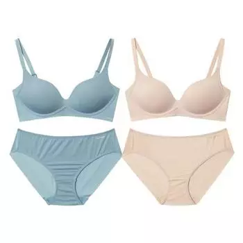 Комплект из 2 трусиков-бюстгальтеров Wonder Bra Integrated Volume Mold No-Wire (Серо-голубой + бежевый) WBW3O0103_T 85C/100