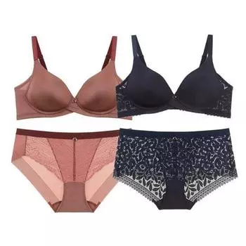 Комплект из 2 трусиков-бюстгальтеров Wonder Bra COMFY, цвет: сухая роза + темно-синий WBW2P2223_T 75C/90