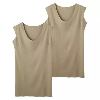 Комплект из 2 внутренних футболок без рукавов YV2618P Прозрачный бежевый LL [Gunze] Футболки в.T (в-тройник) Мужской