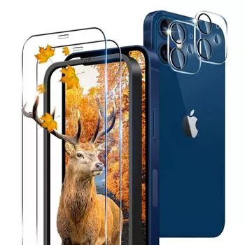 Комплект из 2 защитных пленок для iPhone 12 с направляющей. Комплект из 2 защитных пленок для камеры iPhone 12. Изготовлено в Японии компанией Asahi. Совместимо с