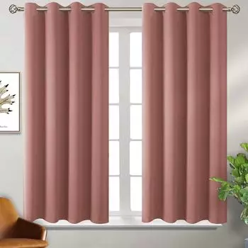Комплект из 2 затемняющих теплоизолированных полиэфирных затемняющих штор для 2 комнат ( персик) Window-5 FEET персиковый