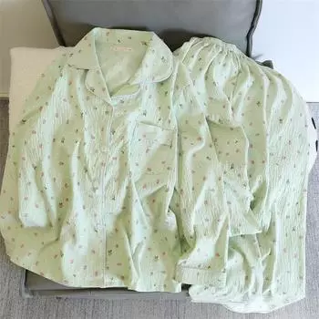 Комплект из 2 женских пижам: ночная рубашка, пижамный комплект с длинными рукавами и брюками, с принтом персикового цвета, мягкая и удобная домашняя повседневная одежда для отдыха L