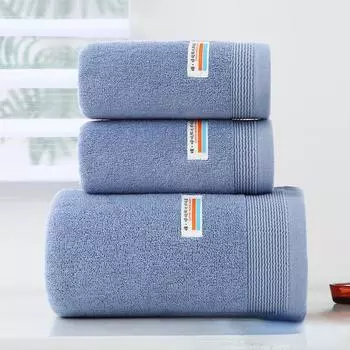 Комплект из 3 банных полотенец, индивидуально упакованный комплект банных полотенец, чистое хлопковое полотенце класса А, большое банное полотенце, впитывающее, утолщенное, из хлопка 70x140cm&3pcs синий