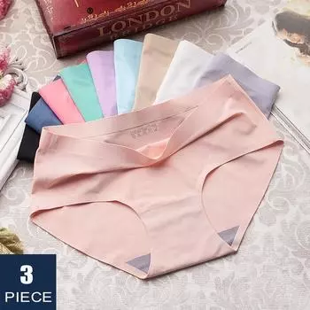 Комплект из 3 бесшовных трусиков, нижнее белье, женское комфортное нижнее белье, модные женские трусы с низкой посадкой, 10 цветов, нижнее белье L как