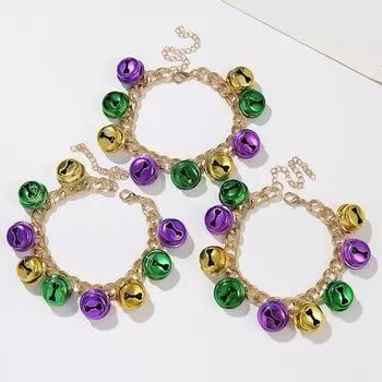 Комплект из 3 браслетов с разноцветным кулоном-колокольчиком, регулируемой длины, с удлиненной цепочкой, блестящие металлические колокольчики с чистым звуком, подарок на рождественские праздники 3pcs