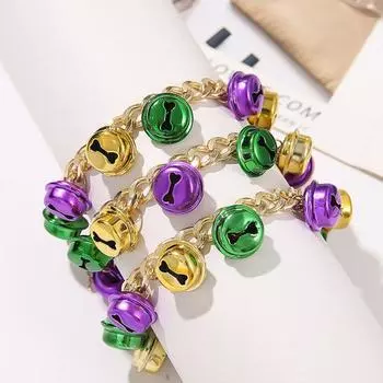 Комплект из 3 браслетов с разноцветным кулоном-колокольчиком, регулируемой длины, с удлиненной цепочкой, блестящие металлические колокольчики с чистым звуком, подарок на рождественские праздники 3pcs