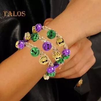 Комплект из 3 браслетов с разноцветным кулоном-колокольчиком, регулируемой длины, с удлиненной цепочкой, блестящие металлические колокольчики с чистым звуком, подарок на рождественские праздники 3pcs