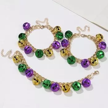 Комплект из 3 браслетов с разноцветным кулоном-колокольчиком, регулируемой длины, с удлиненной цепочкой, блестящие металлические колокольчики с чистым звуком, подарок на рождественские праздники 3pcs