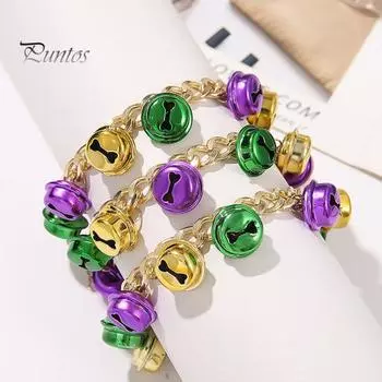 Комплект из 3 браслетов с разноцветным кулоном-колокольчиком, регулируемой длины, с удлиненной цепочкой, блестящие металлические колокольчики с чистым звуком, подарок на рождественские праздники 3pcs