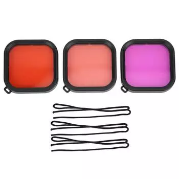 Комплект из 3 фильтров для дайвинг-объектива для GoPro 8, водонепроницаемый корпус, фильтры для подводного плавания с аквалангом