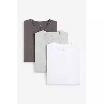 Комплект из 3 футболок HM Regular Fit, цвет темно-серый, серый меланж XS
