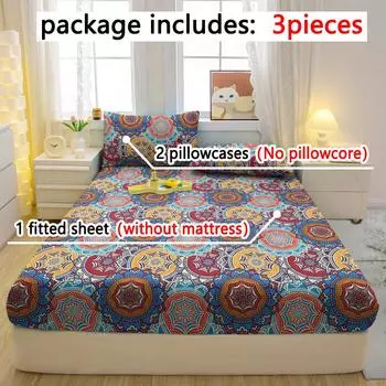Комплект из 3-х частей, простой современный матовый простынь на резинке с рисунком «Богемия», комплект покрывала для спальни с принтом, постельное белье 90x200cm