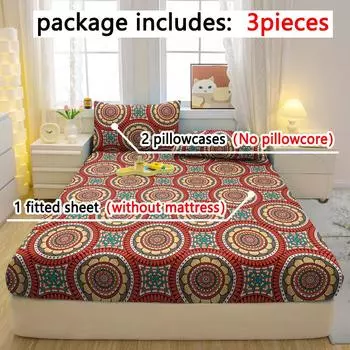 Комплект из 3-х частей, простой современный матовый простынь на резинке с рисунком «Богемия», комплект покрывала для спальни с принтом, постельное белье 90x200cm