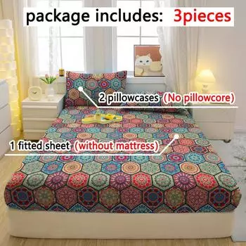 Комплект из 3-х частей, простой современный матовый простынь на резинке с рисунком «Богемия», комплект покрывала для спальни с принтом, постельное белье 90x200cm