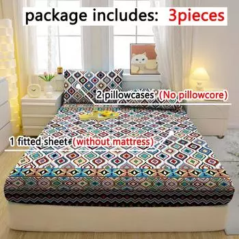 Комплект из 3-х частей, простой современный матовый простынь на резинке с рисунком «Богемия», комплект покрывала для спальни с принтом, постельное белье 90x200cm