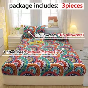 Комплект из 3-х частей, простой современный матовый простынь на резинке с рисунком «Богемия», комплект покрывала для спальни с принтом, постельное белье 90x200cm