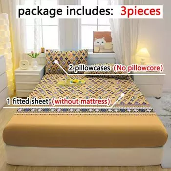 Комплект из 3-х частей, простой современный матовый простынь на резинке с рисунком «Богемия», комплект покрывала для спальни с принтом, постельное белье 90x200cm