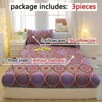 Комплект из 3-х частей, простой современный матовый простынь на резинке с рисунком «Богемия», комплект покрывала для спальни с принтом, постельное белье 90x200cm