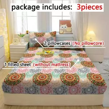 Комплект из 3-х частей, простой современный матовый простынь на резинке с рисунком «Богемия», комплект покрывала для спальни с принтом, постельное белье 90x200cm