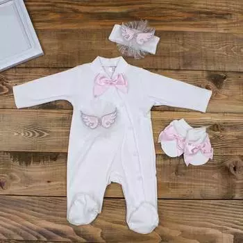 Комплект из 3-х комбинезонов для маленьких девочек Pink Angel Winged Baby Girl
