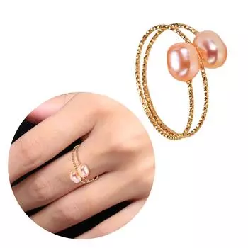 Комплект из 3 колец с барочным жемчугом, регулируемые открытые кольца, одинарные/двойные кольца, аксессуары, ювелирные изделия ручной работы для женщин 1