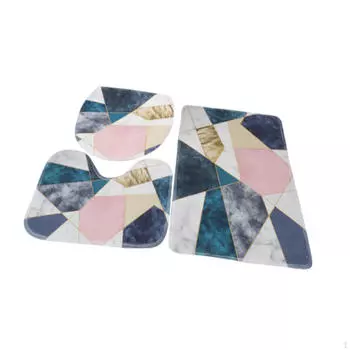 Комплект из 3 ковриков для ванной с удобным чехлом на сиденье унитаза Blue Pink