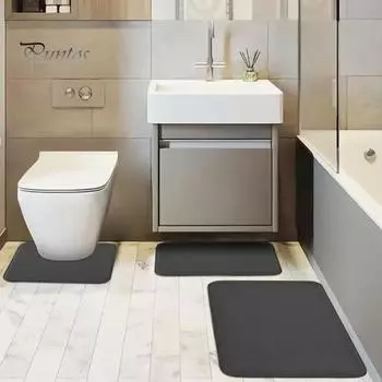 Комплект из 3 ковриков для ванной, впитывающие, быстросохнущие коврики для ванной, U-образный контурный коврик для унитаза, нескользящий коврик для ванной комнаты, декор для ванной комнаты, комфорт кофейный