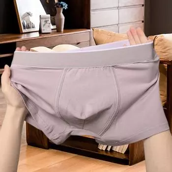 Комплект из 3 пар мужских боксеров из хлопка однотонного цвета больших размеров: Простое, повседневное спортивное нижнее белье для молодежи и людей среднего возраста. 2XL (Recommended 65-75 kg)