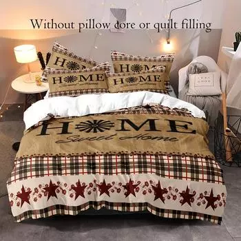 Комплект из 3 пододеяльников с цветочным рисунком, красными клетками и звездами, постельное белье в примитивном деревенском фермерском стиле, винтажный мягкий и удобный пододеяльник 90X200cm