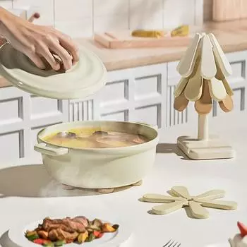 Комплект из 3 подставок, теплоизоляционные силиконовые коврики для горячих блюд, чайников и стола Circle